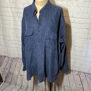 COPY - Van Heusen Blue Suede Button Up mens shirt size large